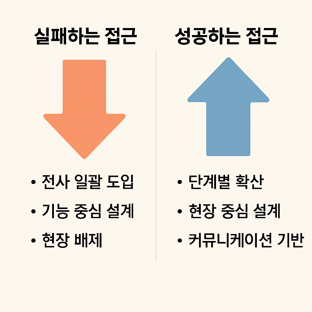 Failing approach vs. successful approach